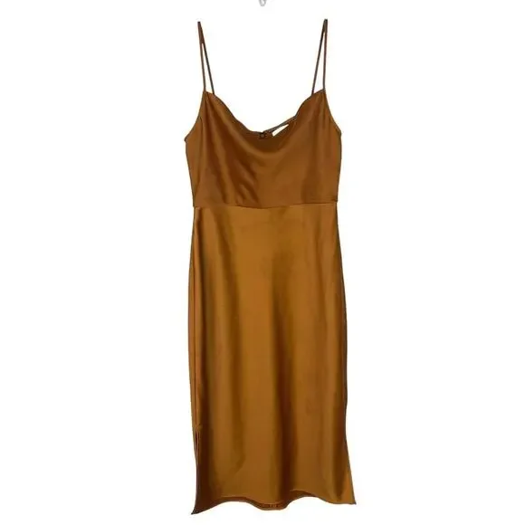 BHLDN Sachin & Babi Cali Golden Rod Cowl Neck Sleeveless Satin Slip Midi Dress 8 - Picture 3 of 8